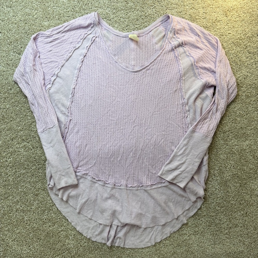 We The Free Shirt Womens M Purple Solid Scoop Neck Long Sleeve Tunic Top